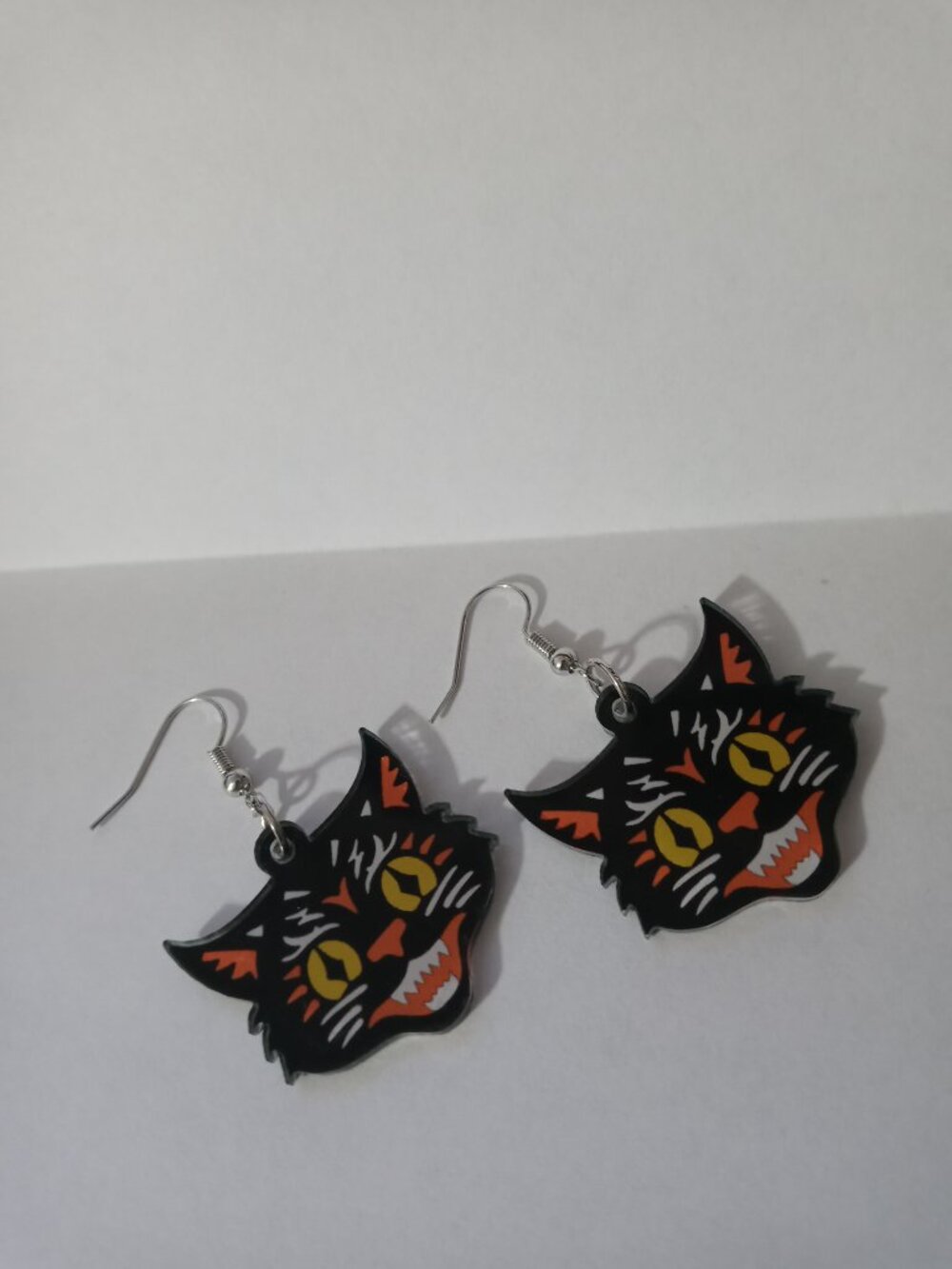 Halloween Black Cat Face Earrings